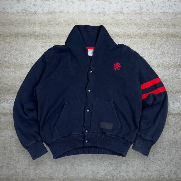 Vintage Lebron 330 Nike Jacket Black Cotton Red Lion Button Up Y2K